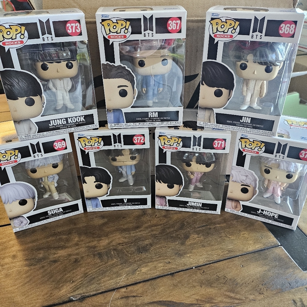 LTD EDITION BTS Funko Pop Rocks – COMPLETE SET (All 7 Members) – Mint In Box
